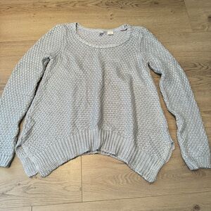 Moth Anthropologie Sweater Womens Small Metallic Oversized Chunky Sharkbite Hem